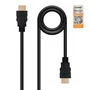 Nano Cable 10.15.3601 Cable HDMI 2.0 Premium Certificado 4K@60Hz HDR 18Gbps Audio 32 Canales 3D Conectores Oro 24K Longitud 1 Metro Negro